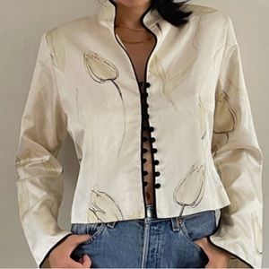 JS Collections Silk Charmeuse Mandarin Collar Cocktail Jacket Blazer Top 12